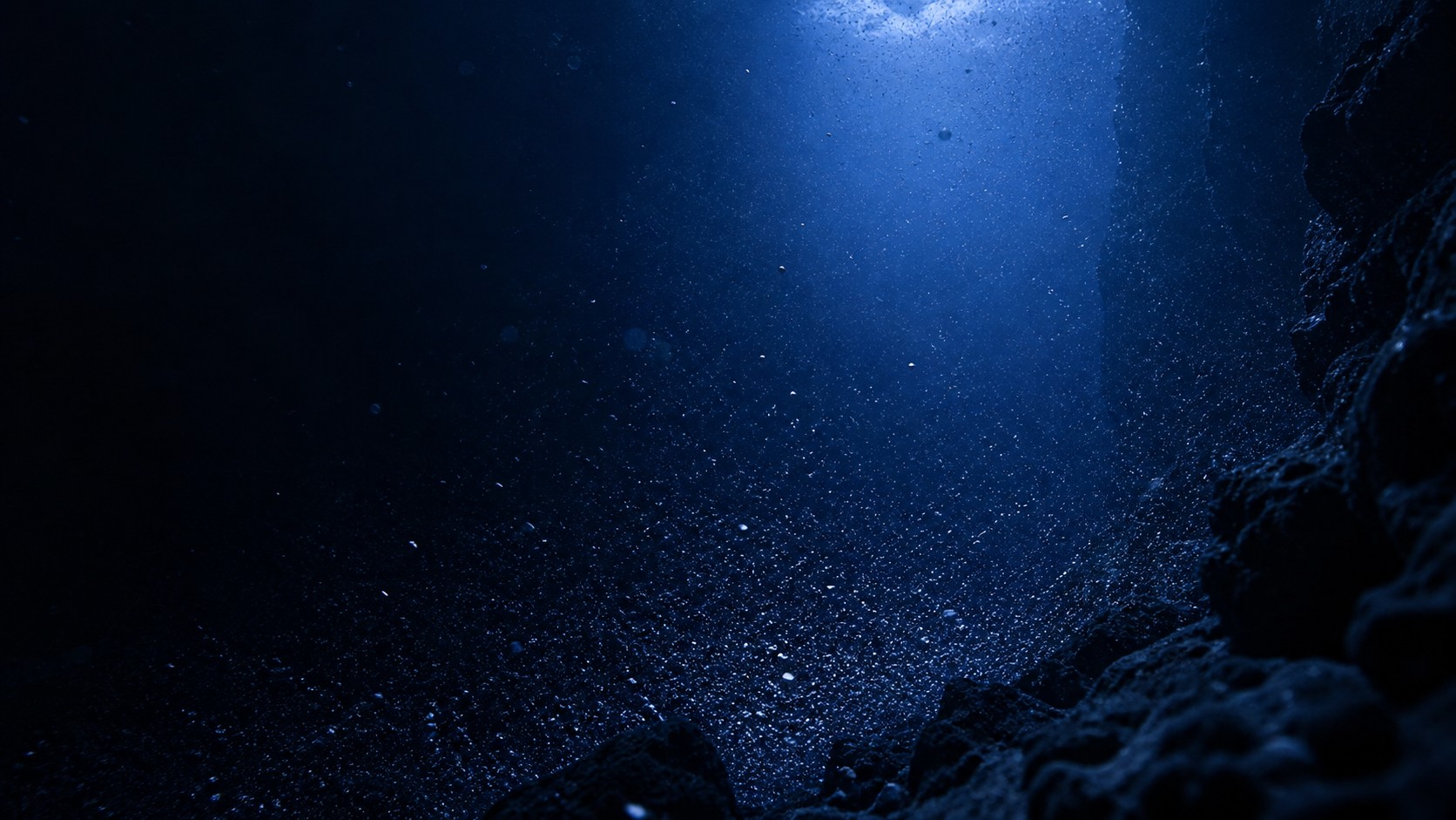 A crystal illuminated beneath the sea near Jeju